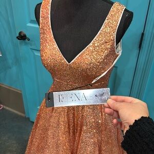 Ieena for MacDuggal dress, rose gold, size 8